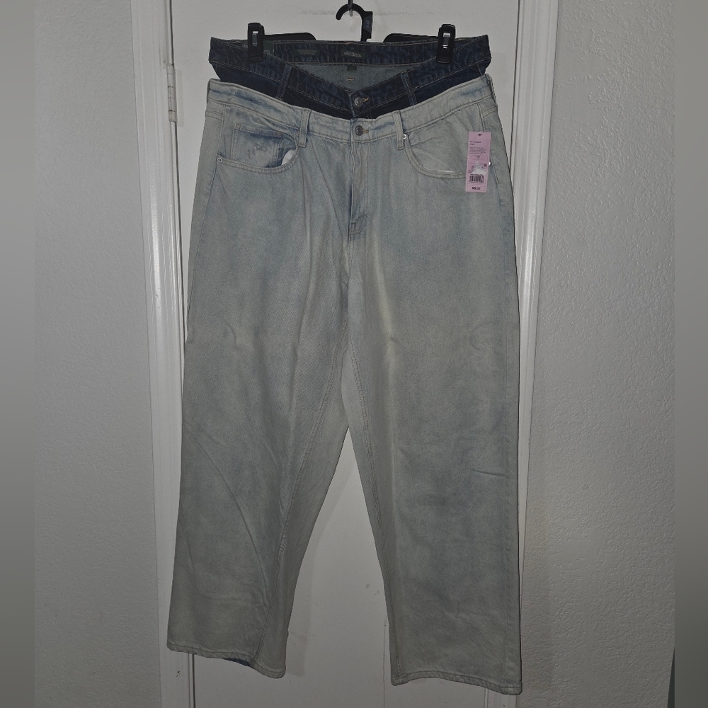 Trendy Light Blue Jeans 90's Mid Rise Relaxed Straight